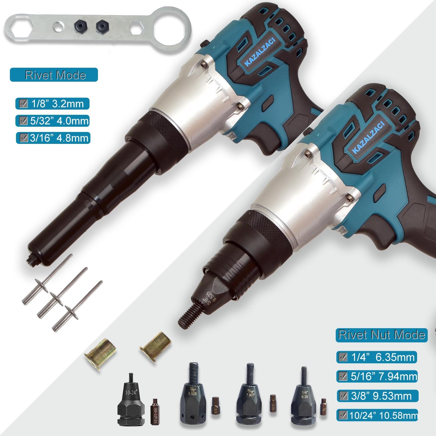 2-in-1 Cordless Rivet Tool Rivet Nut Gun For Nutsert(10/24