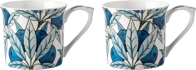 V&A 5174396 Fruit Mugs in Gift Box, Fine Bone China, Multi-Colour, 300 ml, Set of 2