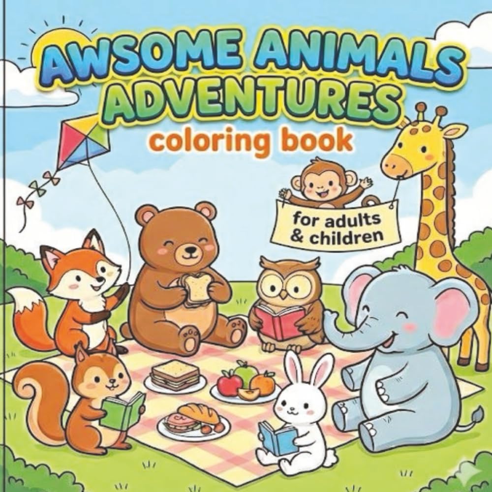 Awsome Animals Adventures Coloring Book: 50+Bold & Simple Animal Designs for Hours of Fun, Relaxation, and Artistic Expression