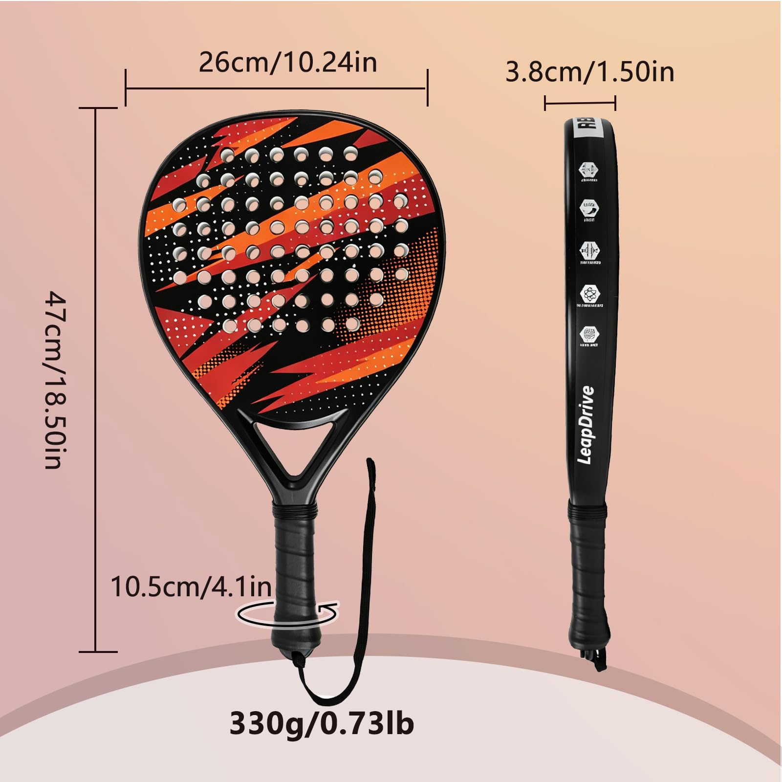 Racchetta da paddle leggera – superficie in fibra di carbonio e nucleo in schiuma EVA, racchetta da paddle per ragazzi, adulti e donne, principianti