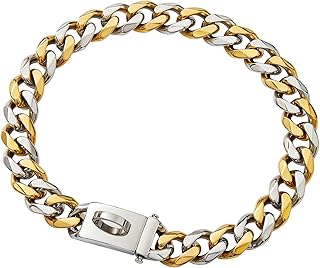 Durable Walking Dog Training Collar 19mm Stainless Steel Curb Chain Slip On Dog Chain Collar Choker Personalized ID Tags Necklace for Pets Small Medium Dogs (16'(for Dog Neck 12'), Silver and Gold)