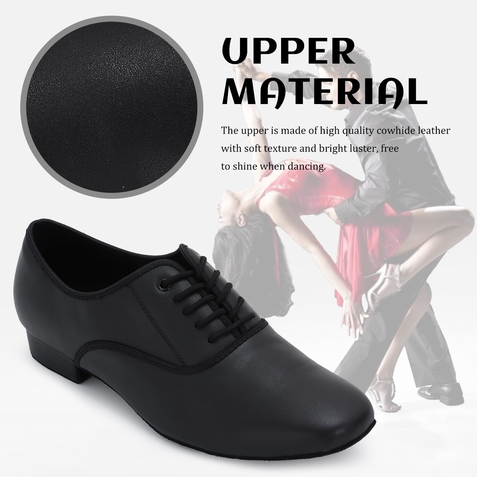 Zapatos de Baile Latino Hombre de Tacón Bajo Práctica Danza Zapatos 2.5 cm, Negro