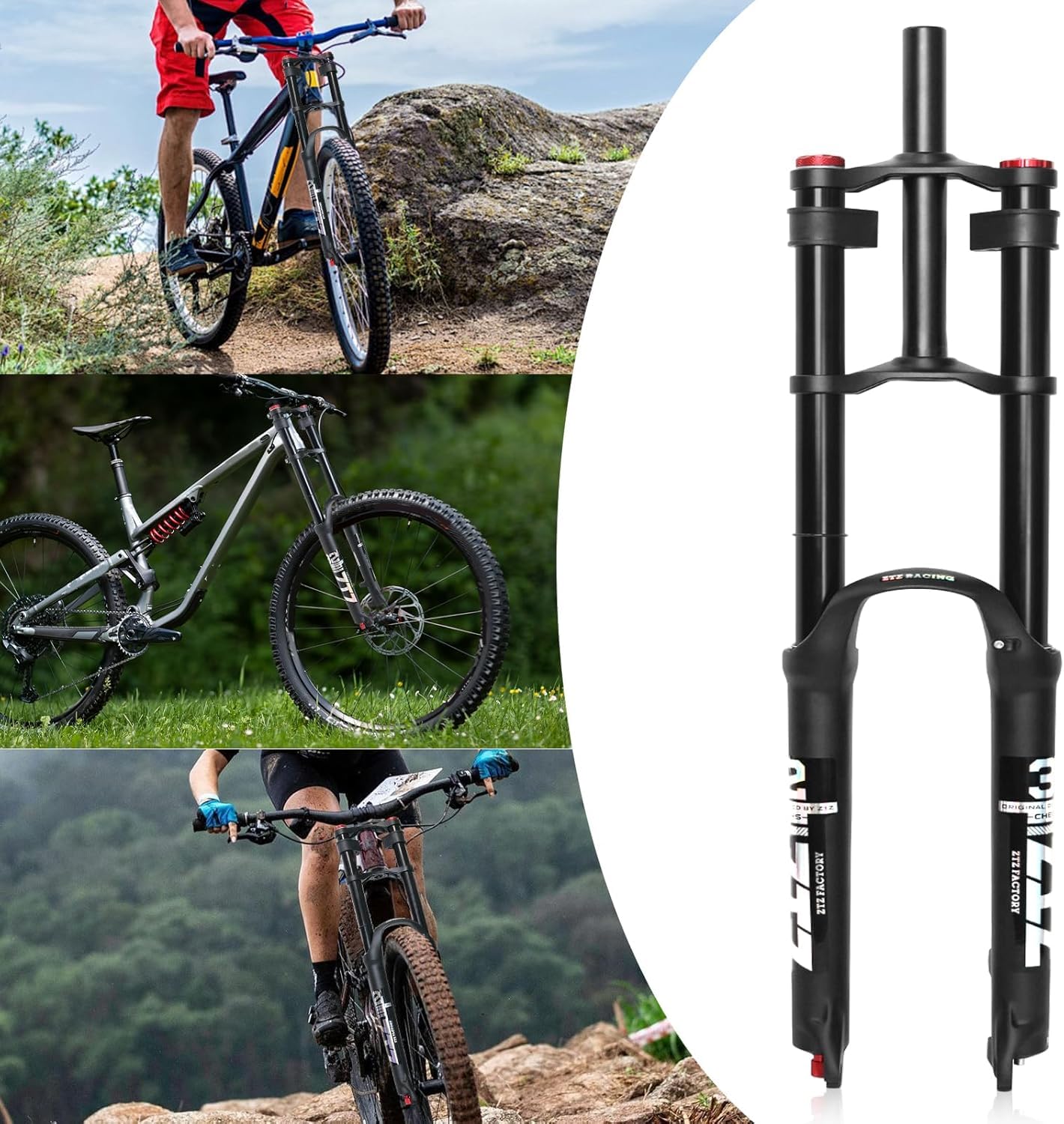 26/27.5/29 inch Mountain Bike Air Suspension Fork,Rebound Adjustment,180mm Travel,QR 9x100mm, 1-1/8 Straight Steerer, Ultralight Double Shoulder Design Front Fork for XC/AM MTB