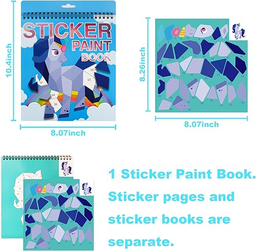 Miniatura 4 de Libro de calcomanías para niños de 4 a 8 años, calcomanías de números de pintura, calcomanías para niños, libro de calcomanías de caballos, libro de