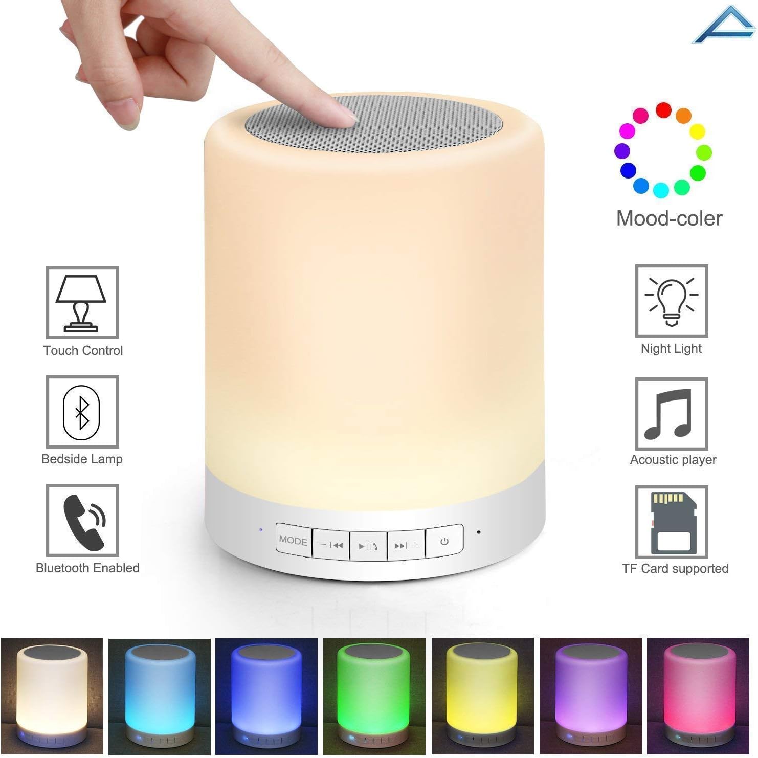 Renyke Wireless Bluetooth Speaker, Portable Bluetooth Speaker with Smart Touch LED Mood Lamp, with SD Card Slot/AUX Input, with Microphone to Connect Calls.Compatible with All Bluetooth Devices