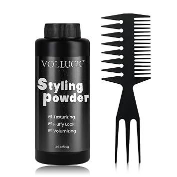Hair Texture Powder, 1.05 Oz 30 g Instant Volume Styling Powder for Men and Women, Non-Greasy Hair Styling Product for All Hairstyles Styling Comb with Parting Tip Set