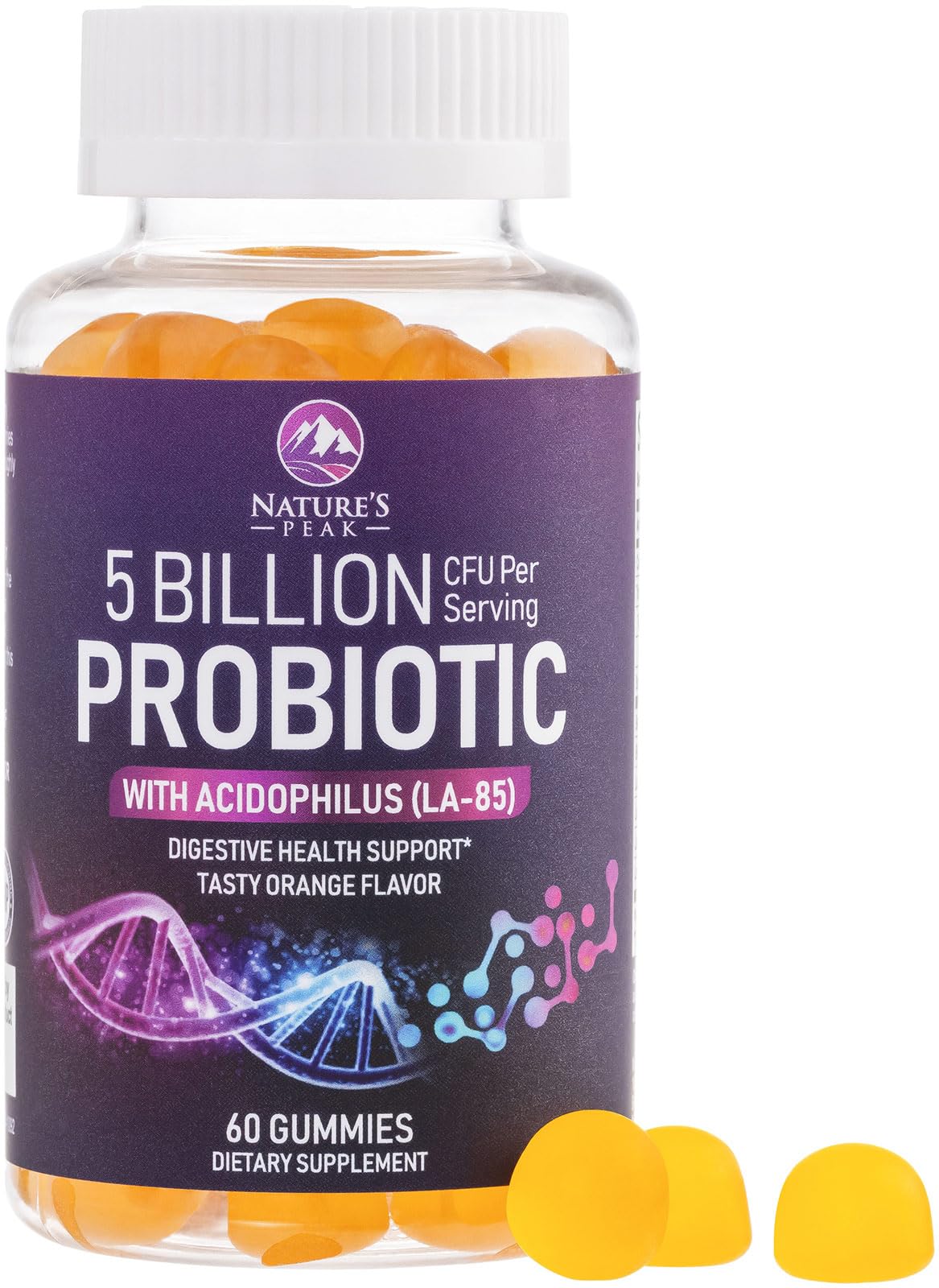 Probiotic Gummies - 5 Billion CFU - Advanced Probiotics Formula - Gut & Digestive Health Support Gummy for Occasional Bloating - Daily Acidophilus Probiotics Supplement for Women & Men - 60 Gummies 60 Count (Pack of 1)