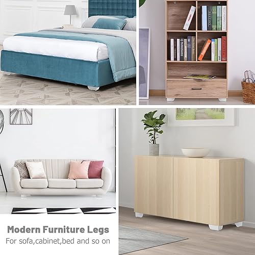 Miniatura 3 de 4 patas de metal moderno de 2.2 in para muebles de sofá con tornillos de montaje  Juego de patas de repuesto para muebles de gabinete, patas de pie