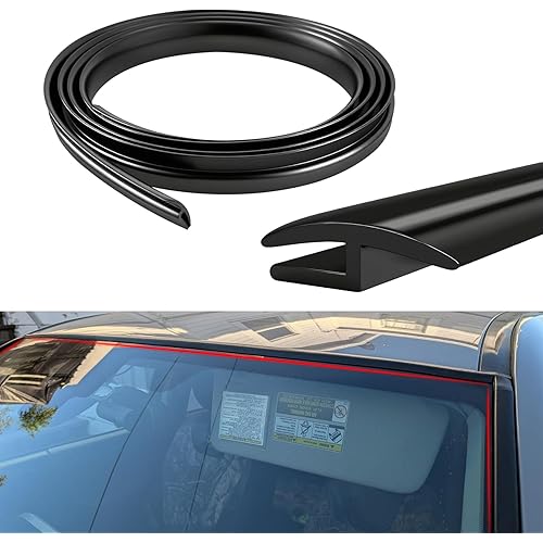 1.7M/ 5.6Ft Windshield Cowl Rubber Seal Strip, Window Seal, H-Shape Car Weather Stripping Trim Cover, Auto Accessories Cuttable Windshield Window Door Moulding Trim Fit for Car Truck SUV (Black)