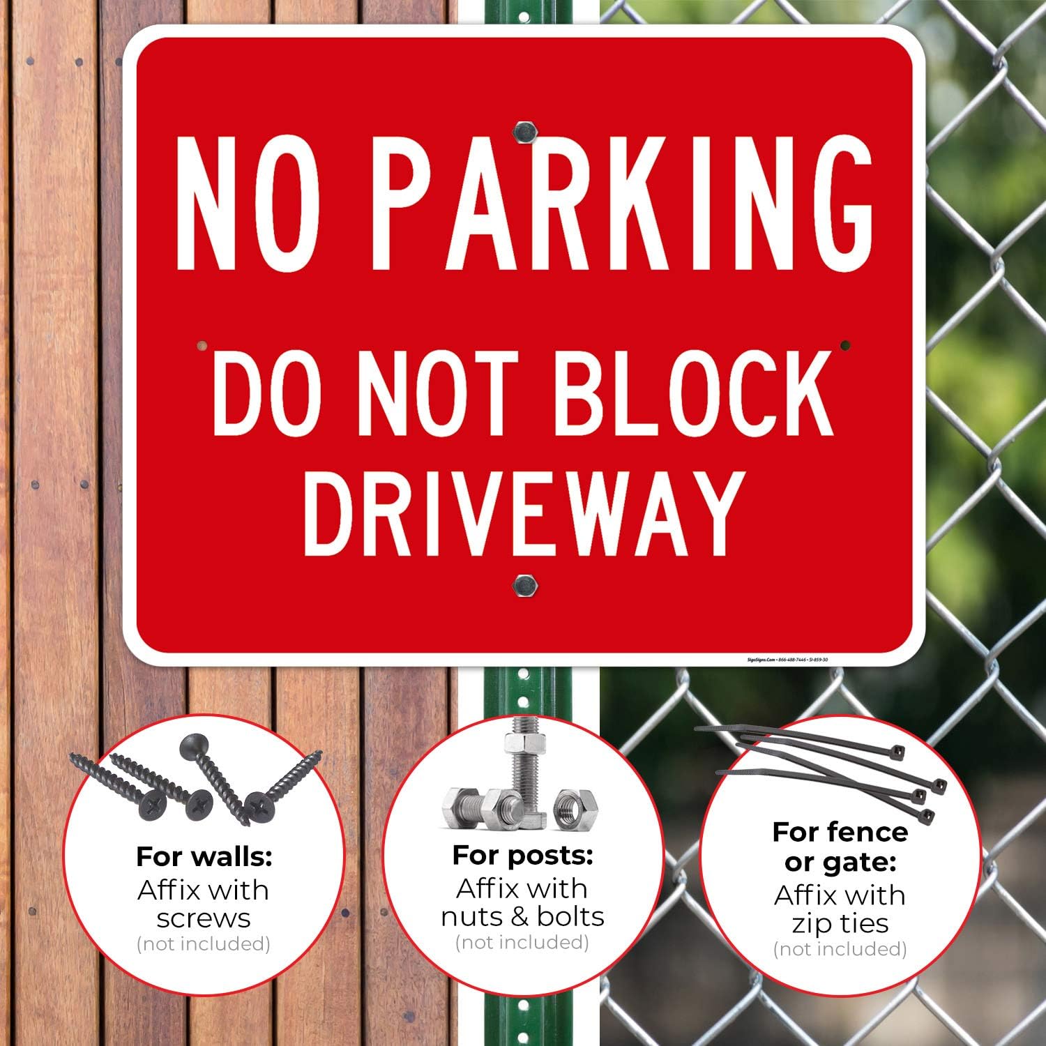 No Parking Do Not Block Driveway Sign, 24x30 Inches, Rust Free .063 Aluminum, Fade Resistant, Indoor/Outdoor Use, Made in USA