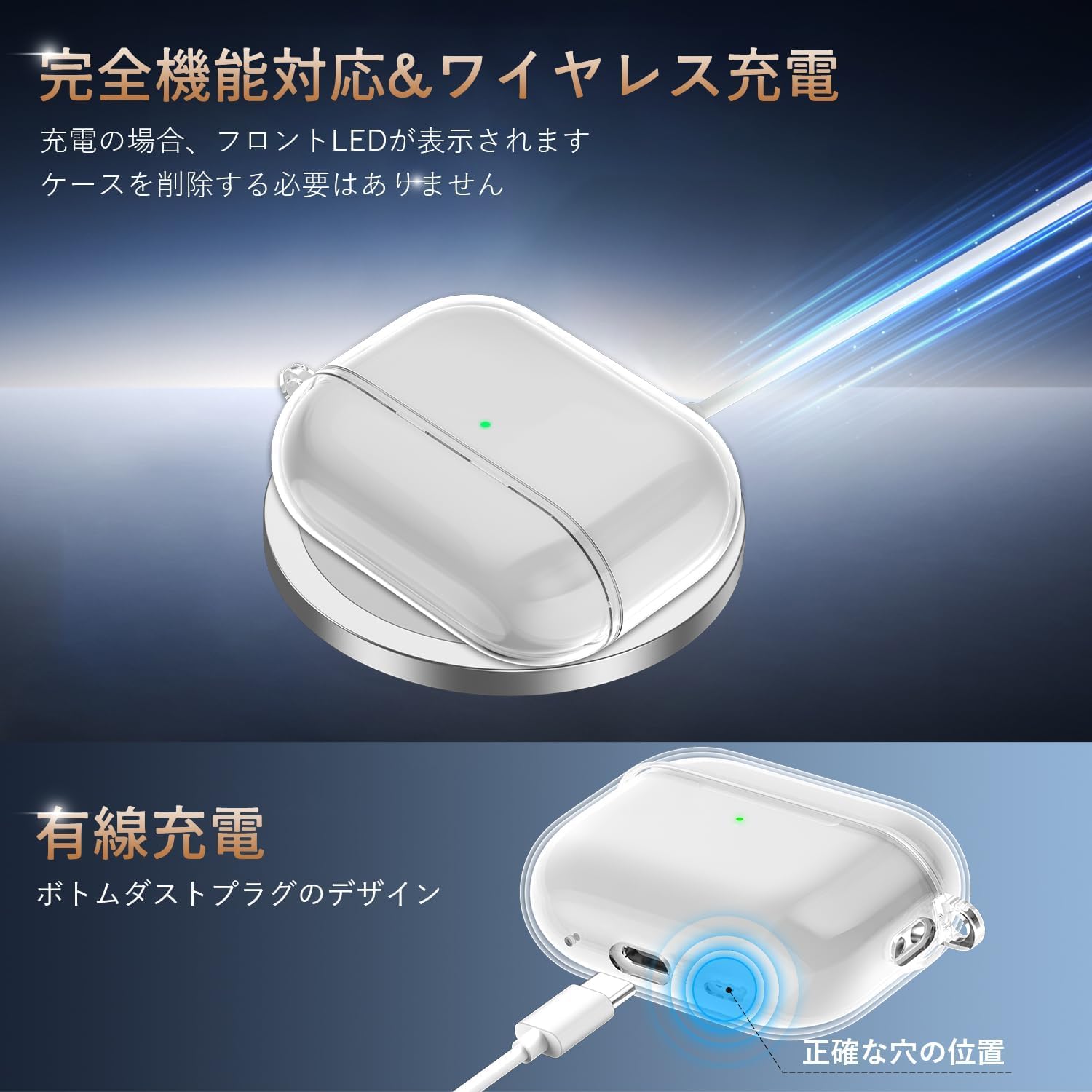 Amazon | AirPods Pro 第3世代 ケース、クリアTPU素材、全面保護