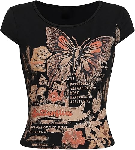 Miniatura 1 de SOLY HUX Camiseta de manga corta para mujer, diseño gráfico Y2K, camiseta de verano
