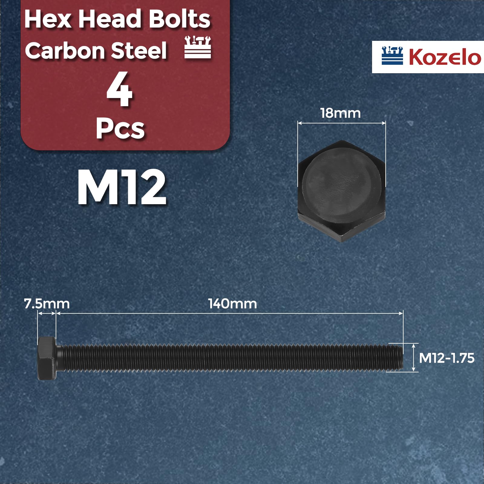 Kozelo 4 Pcs Hex Head Screws Bolts - Image 2