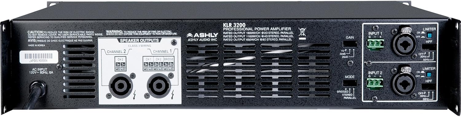Ashly Audio Power Amplifier 2 x 1600W @ 2 Ohms, 1100W @ 4 Ohms, 650W @ 8 Ohms, 800W @ 70V