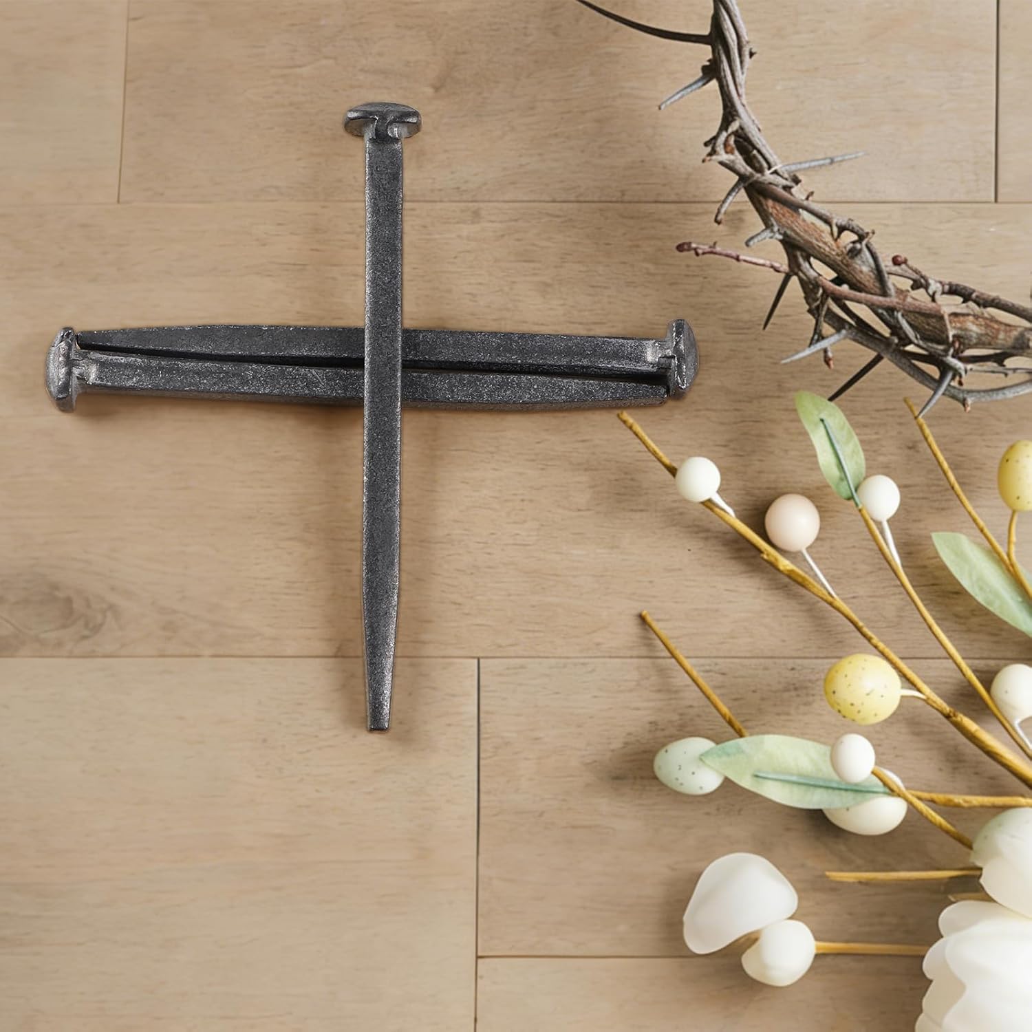 MOLIGOU 3 Pcs Crucifixion Nails, 6" Crucifix Nails for Crafts, Hand Forged Nail for Easter Decor