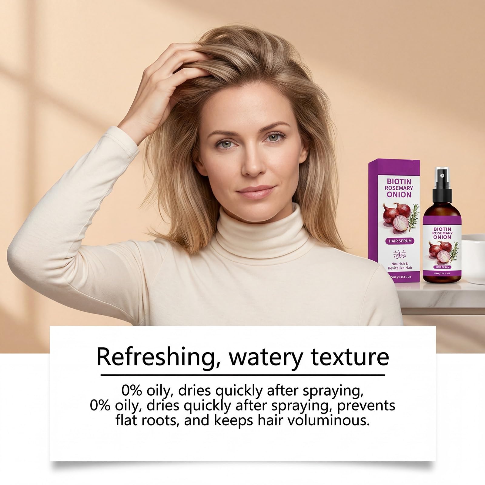 Onion Biotin Rosmarin Hair Serum Spray, Zwiebelshampoo Biotin Wachstumspflege dickeres Haar Verdickt Revitalisiert das Haar Pflegespray Wash Free Hairs Cares Oil Sprays, Frizz ease serum (8pcs)