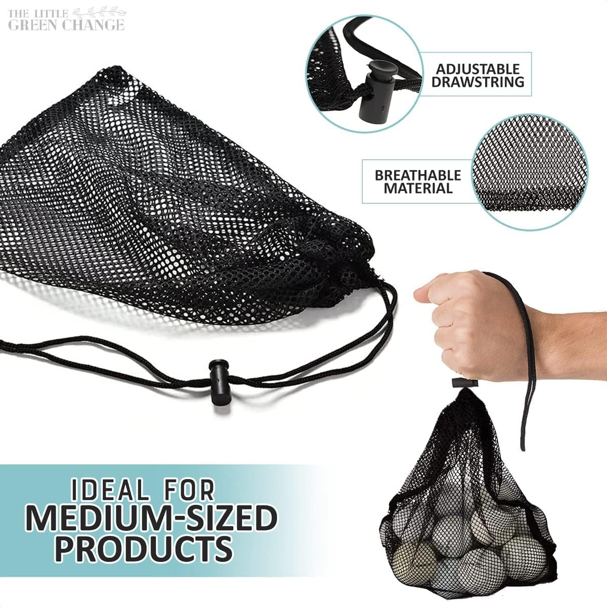 Mesh Bags Drawstring Bag Set - Nylon Mesh Drawstring Bags with Cord Lock Closure - Delicates Laundry Bag For Washing Machine - Small Gym Bag for Basketball, Volleyball, Football, Golf Stuff Balls mubuddy
