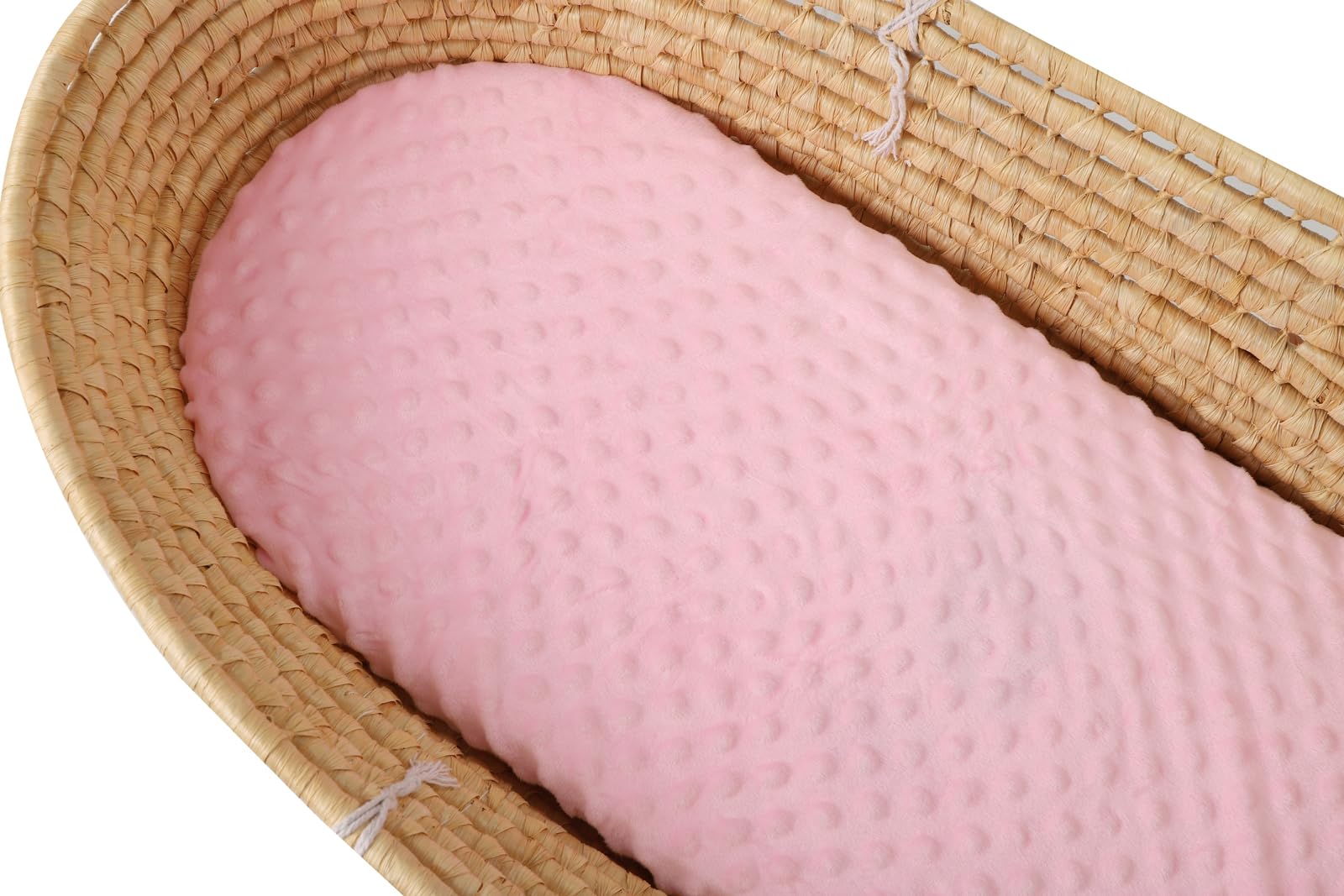 Minky - Juego de sábanas para moisés, paquete de 2 sábanas elásticas para cuna, ultra suaves, gruesas, ajuste universal, ovaladas, rectangulares, con forma de reloj de arena, para bebés y niñas, color