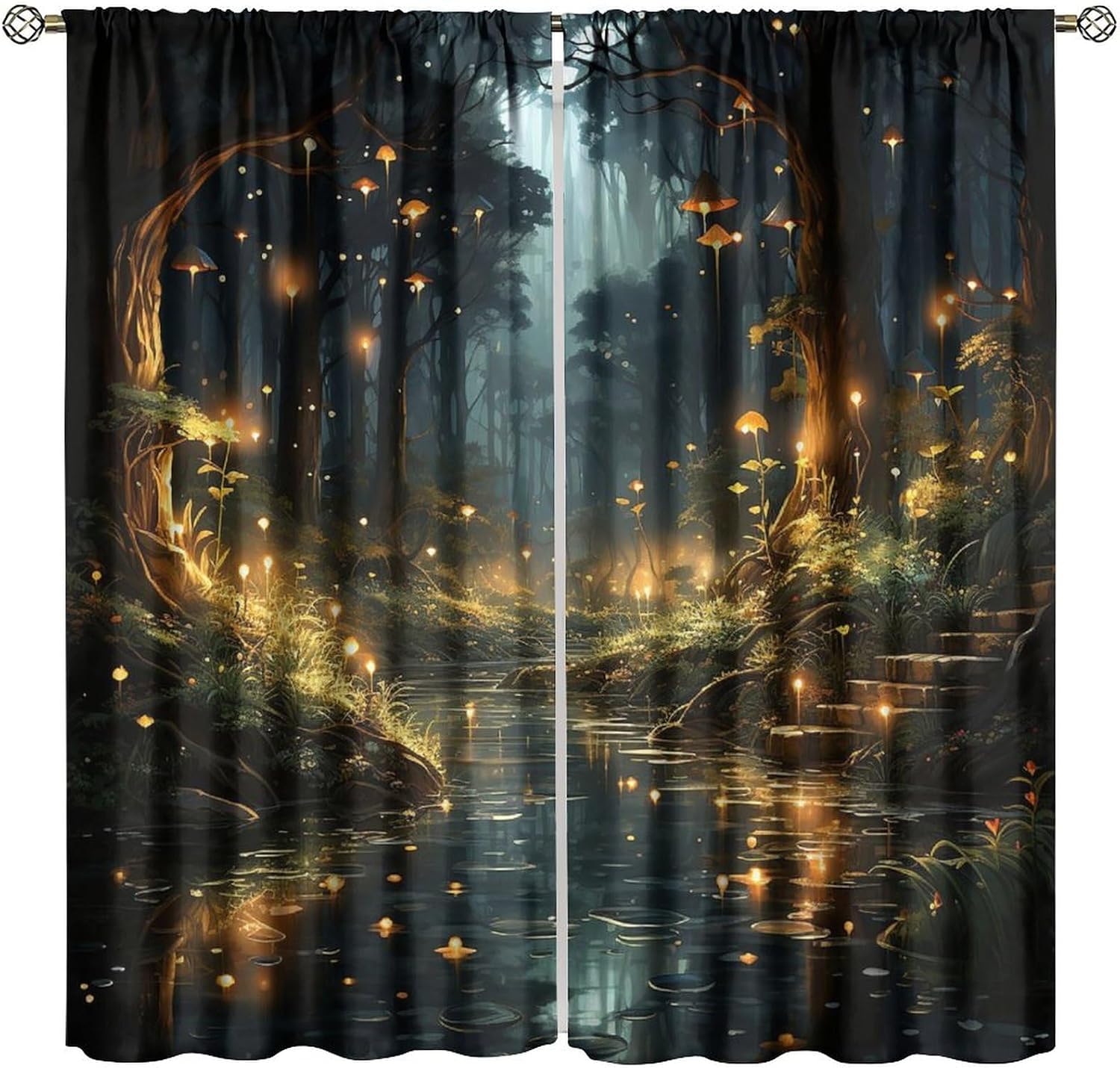 Magic Forest Blackout Curtains - Gothic Fairy Tale Design, Rod Pocket, 2 Panels (21x45 Inches Each) - View #13