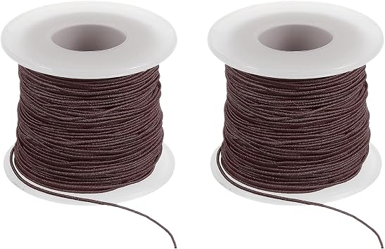 PATIKIL Elastic String for Bracelet 164 Ft/50 Meter Length 0.8 mm Dia, 2 Roll Sturdy Stretchy String Cord for Jewelry Making Necklace Beading Craft DIY, Brown