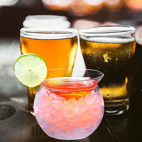 Miniatura 6 de Elegante enfriador de cóctel redondo de vidrio para helado de whisky Martini, capacidad de 15 onzas y 5 onzas, perfecto para entretenimiento en el