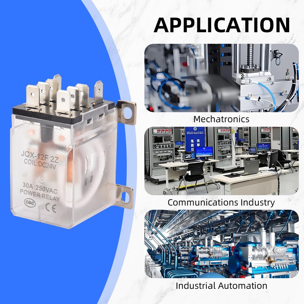 CNAODUN JQX-12F-2Z DC 24V Coil 30A 2NO 2NC DPDT 8 Pin General Purpose High Power Relay…