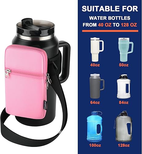 Miniatura 3 de Bolsa para botella de agua de gimnasio para vaso Stanley con asa, funda universal para botella de agua con correa y bolsillo, compatible con una