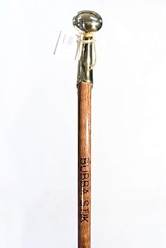 Walking Cane - Original Bubba Stik "Classic" Style Walking Stick with Brass Hame Handle. Made in Texas by Real Texans. Mahogany, 36" Tall