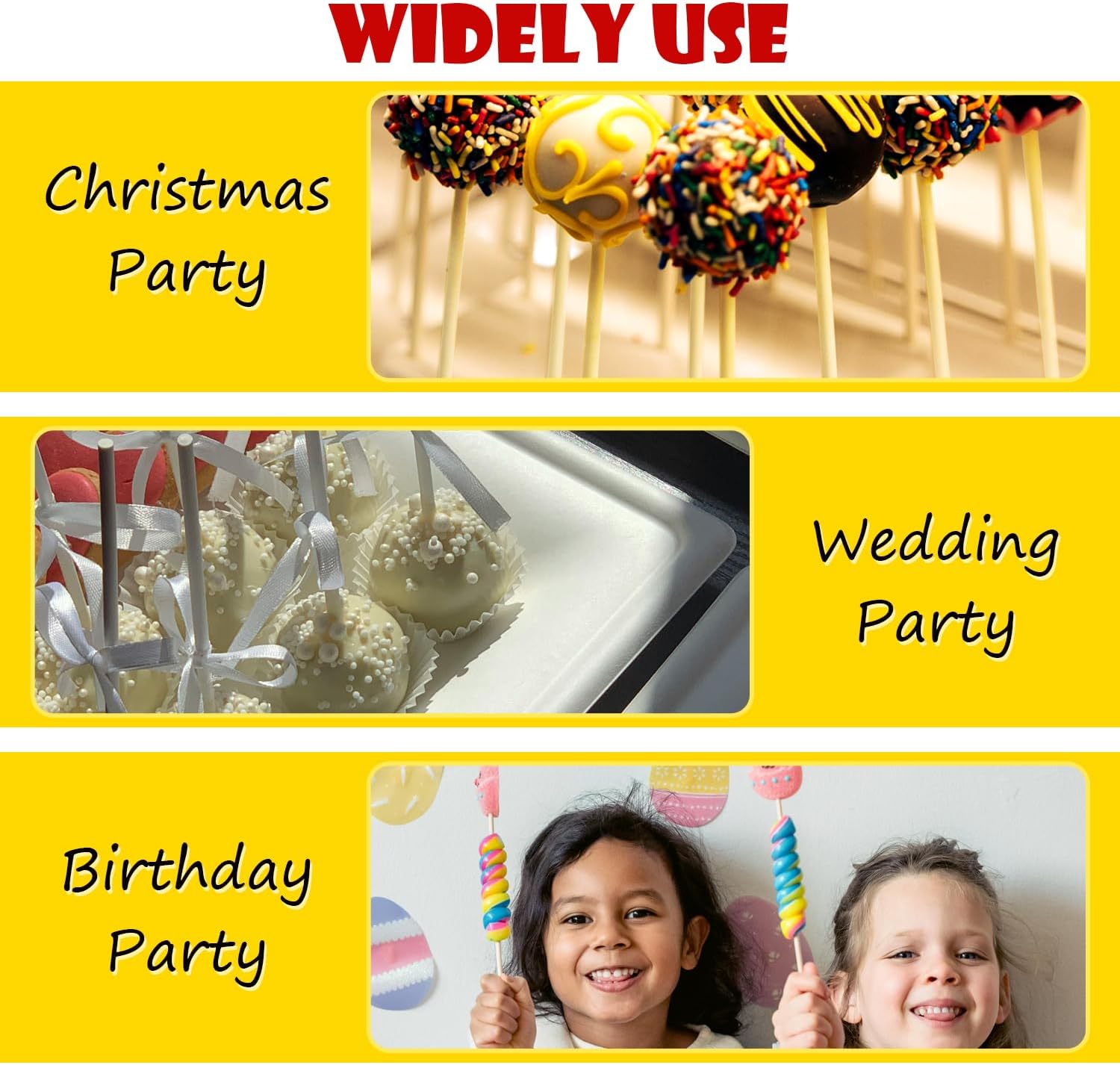 Lollipop Sticks,Cake Pop Sticks,White,Diameter 0.13 in, Length 5.9 in
