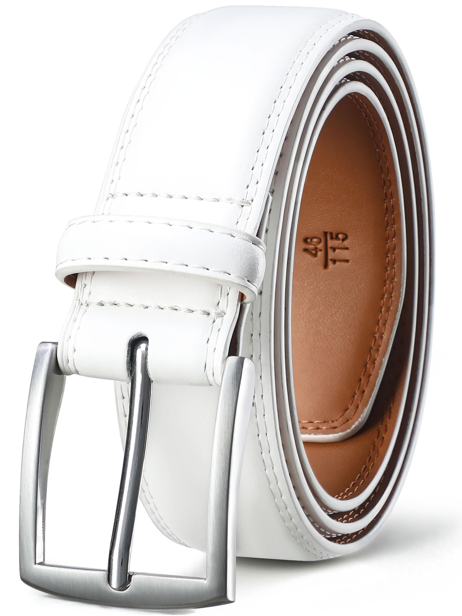 FIORETTO Men's Genuine Leather Belts, Double Stitched Dress Belts, Fashion & Classic Designs for Work Business and Casual