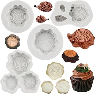 Tree Stump Cake Fondant Mold Squirrel Silicone Mold For Cake Decorating Cupcake Topper Chocolate Gum Paste Polymer Clay Set Of 4