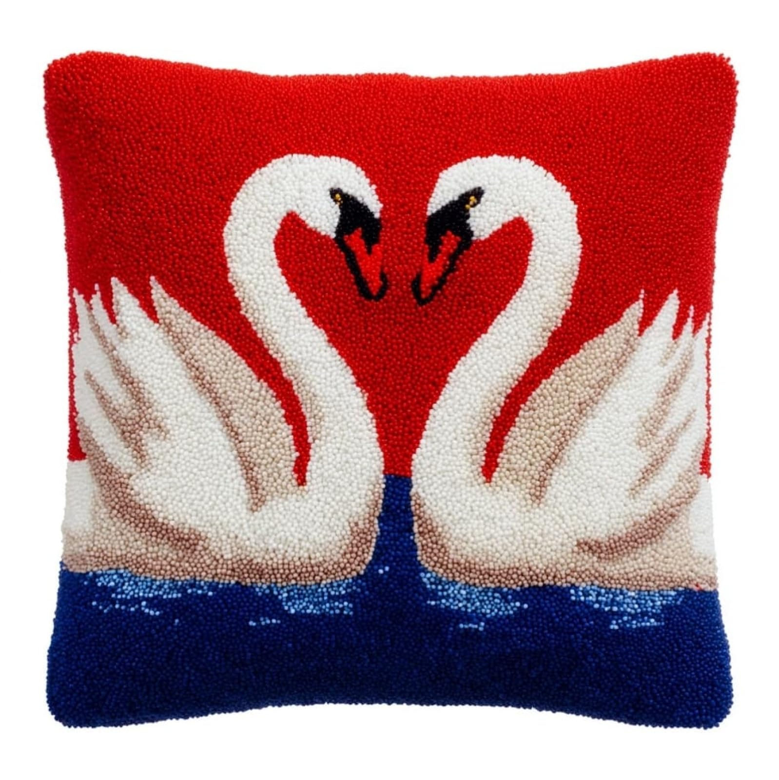 AxiangziK Latch Hook Pillow Kits 17x17in,Cartoon Swan Printed Pillowcase Latch Hook Kits for Beginners Adults DIY Handmade Cushion Decoration Sofa