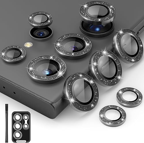Kanosan Para Galaxy S24 Ultra Protector de lente de cámara Bling Diamond Anillo de aleación de aluminio individual 9H vidrio templado Accesorios