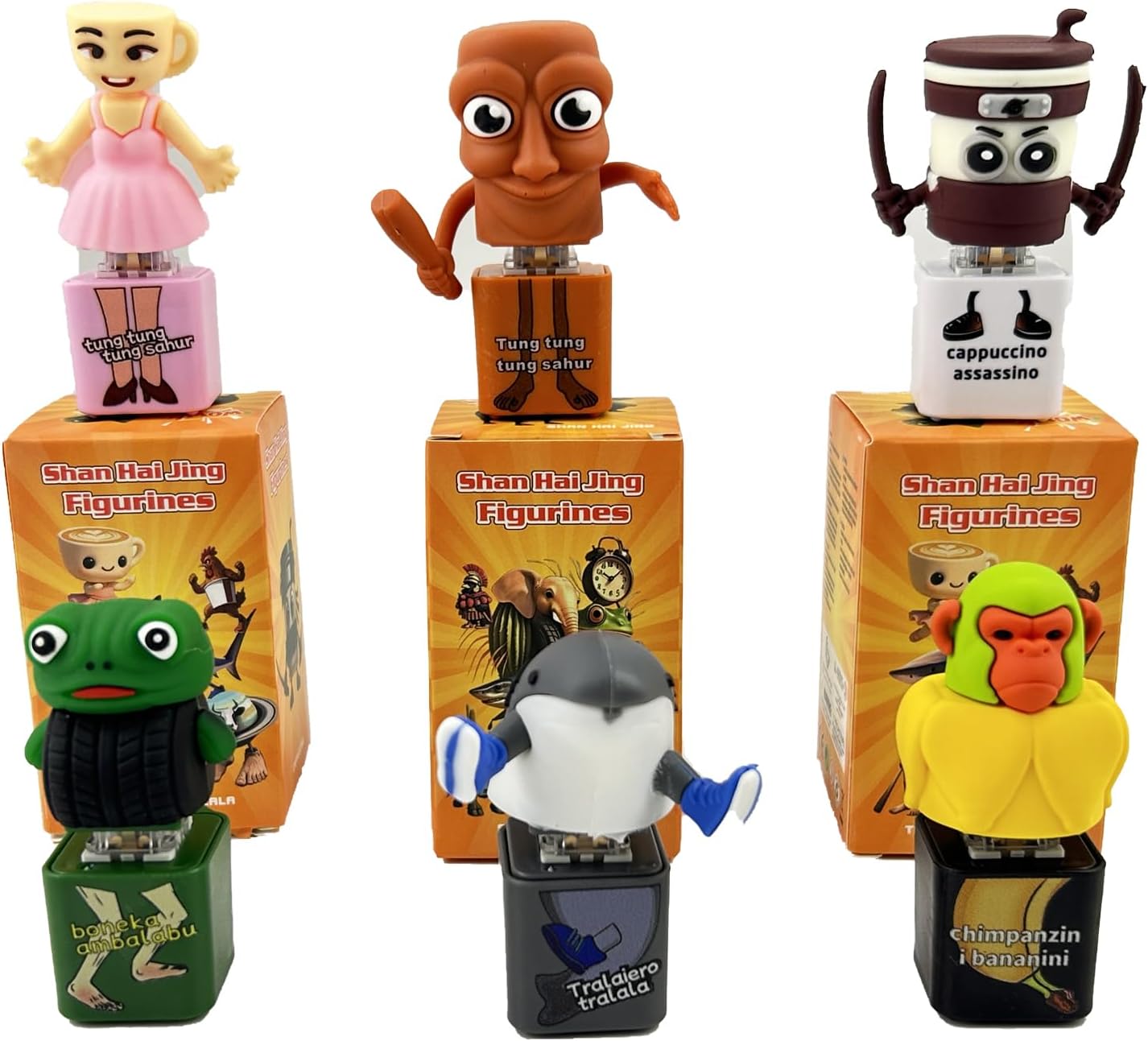 ActiveAura Italian Brainrot Toys: 6pc Glow & Talk Figurine Set
