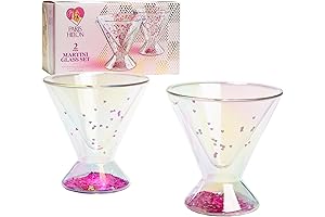 Paris Hilton 2-Piece Martini Glasses: Shimmering Iridescent Elegance