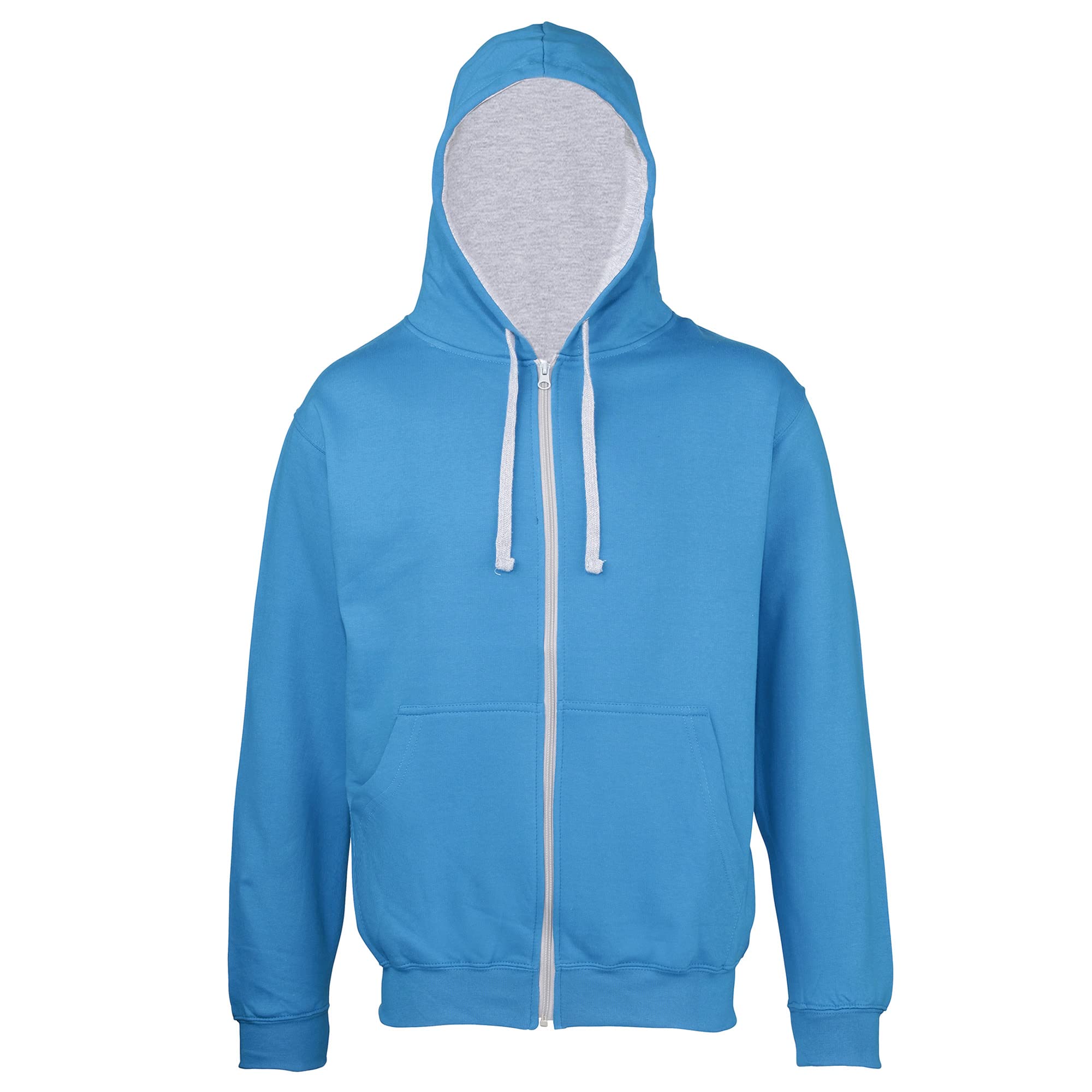 AWDis Men's Varsity Zoodie Hoodie, Multicoloured (Sapphire Blue/Heather Grey), X-Large