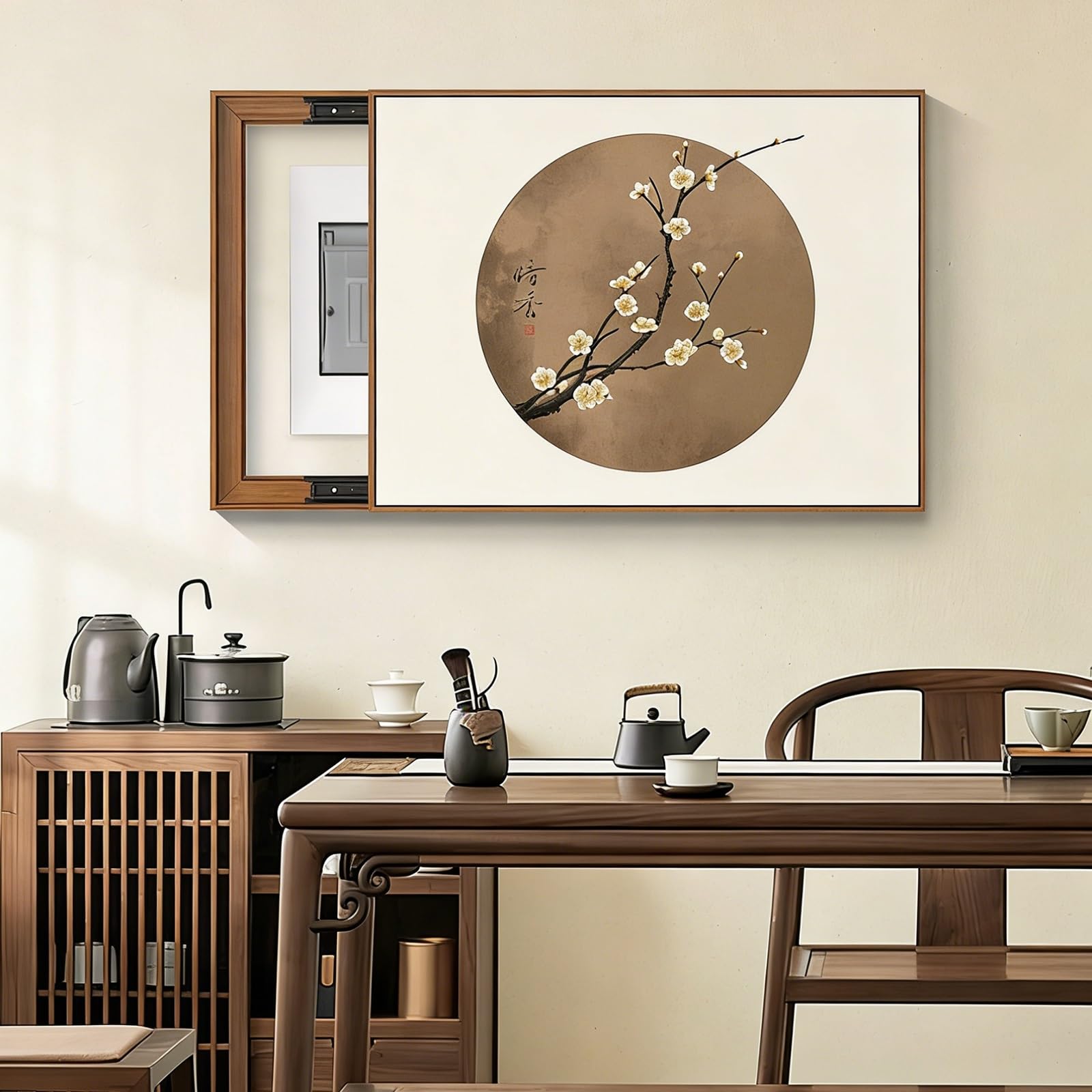 Genérico Tapa Decorativa Retro para Caja de fusibles, Panel eléctrico de Pared, Ingenioso Sistema para Ocultar interruptores, Ideal para el hogar, hoteles y oficinas (marrón, 50 x 40 cm).