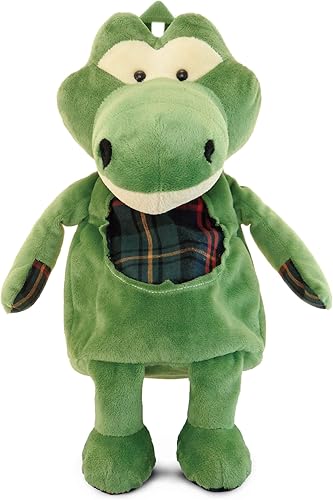 DolliBu - Mochila de peluche de cocodrilo – Bolsa de peluche súper suave para accesorios para niños, primera bolsa de peluche de viaje, linda