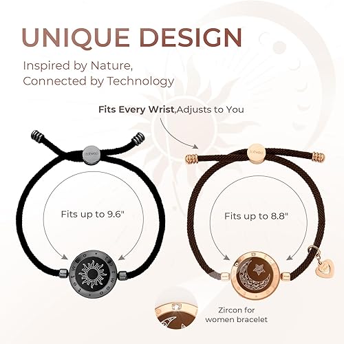 Miniatura 4 de TOTWOO Long Distance Touch Bracelets for Couples, Vibration & Light up for Love Couples Bracelets Long Distance Relationship Gifts for Girlfriend