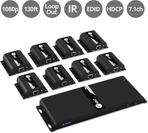 Miniatura 2 de SIIG Divisor extensor HDMI 1080p sobre CAT5e6 Ethernet 1 en 8 salidas 130 pies - Extensor de 8 puertos, extensión IR y paso EDID (CE-H24811-S1)