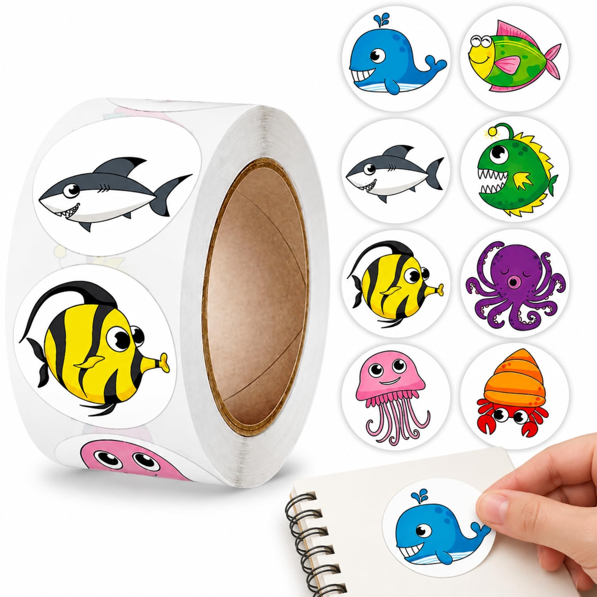 Rollo Pegatinas animales acuáticos Océano, aquatic animal stickers, 1 Unid - imagen 1