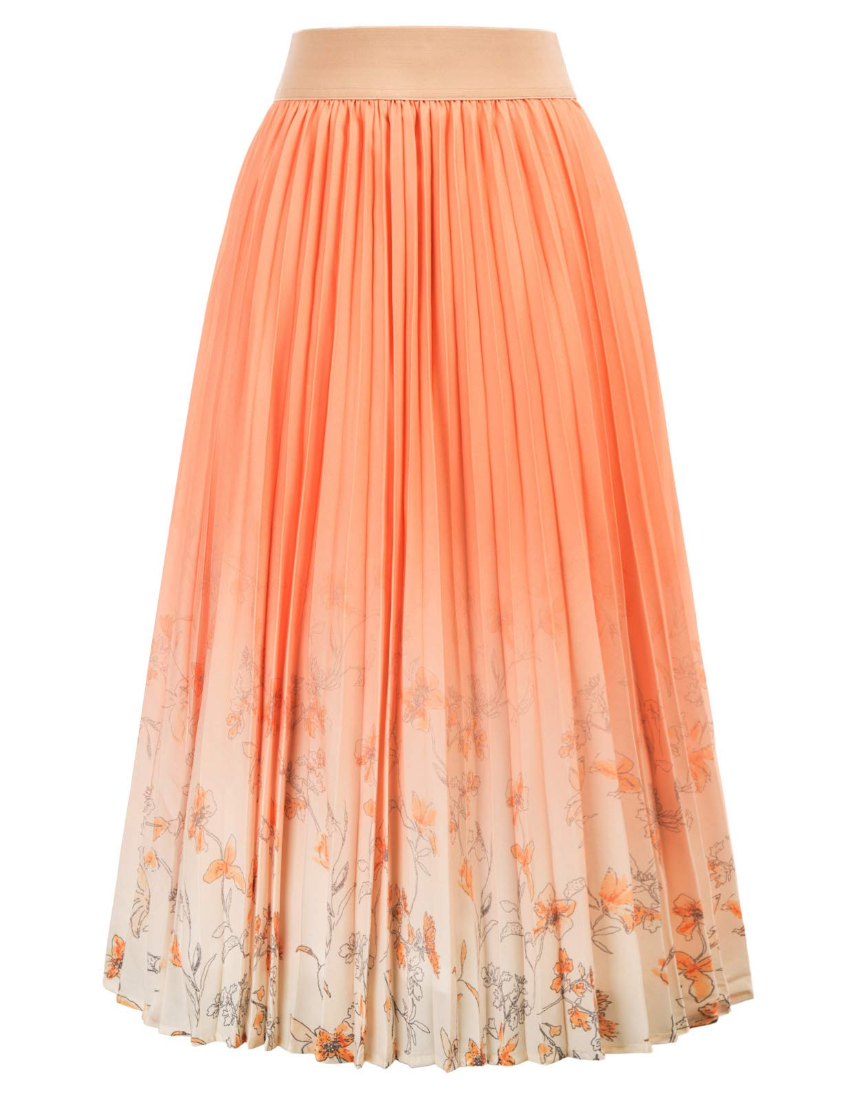 Kate Kasin Women's High Waist Pleated A-Line Swing Skirt KK659