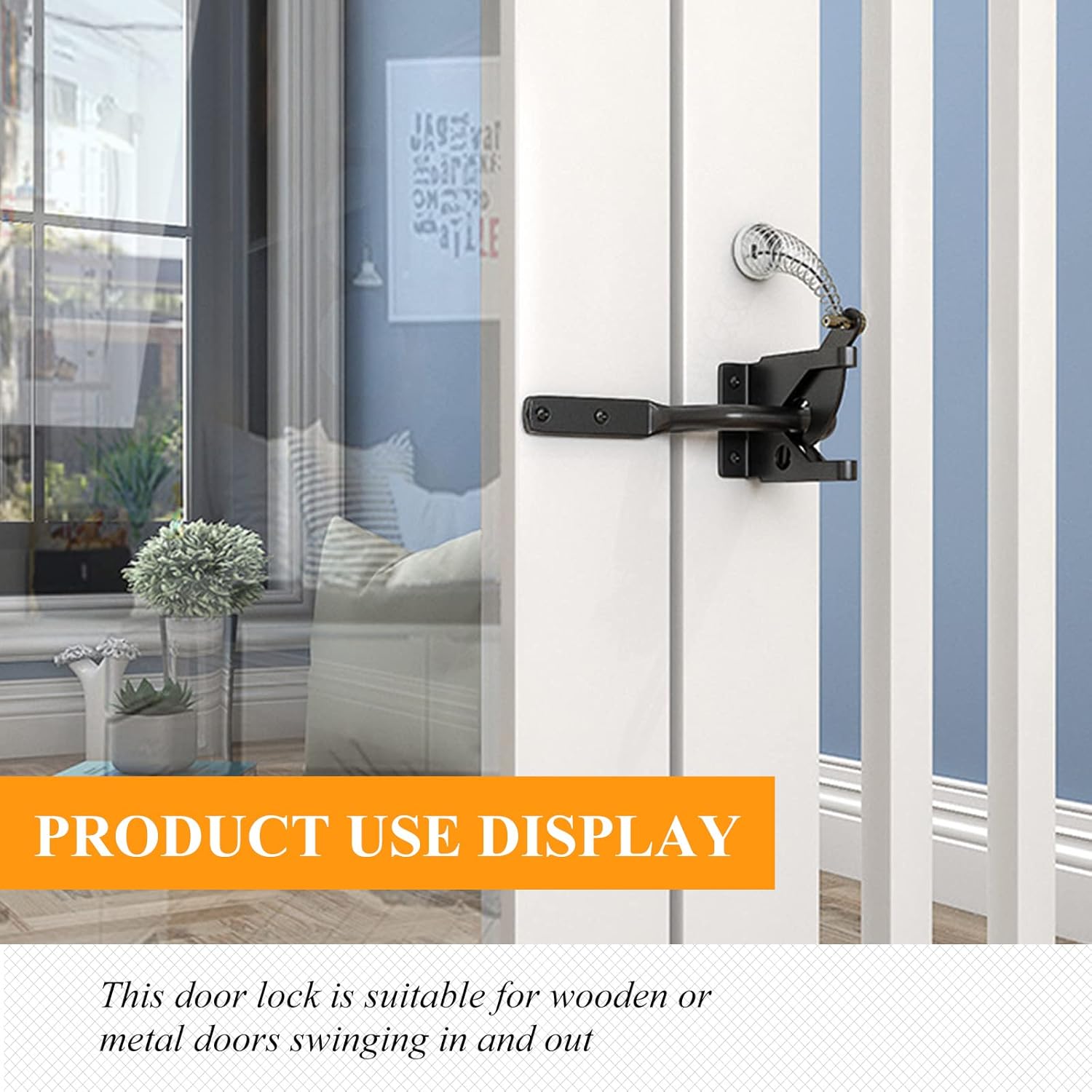 Hotop Self Locking Gate Gravity Latch Stainless Steel Spring Loaded with Adjustable Gate Latch Automatic Cable Pull Door for Secure Pool for Wooden Fence Metal Post Mount Garden Shed