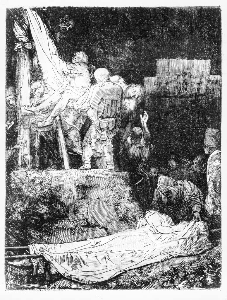 Tableau la Descente de Croix de Rembrandt impression sur toile d'art classique 60x90cm - 5