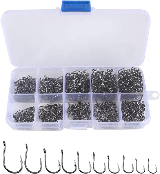 500pcs Carbon Steel Fishing Hooks Set in Transparent Storage Box