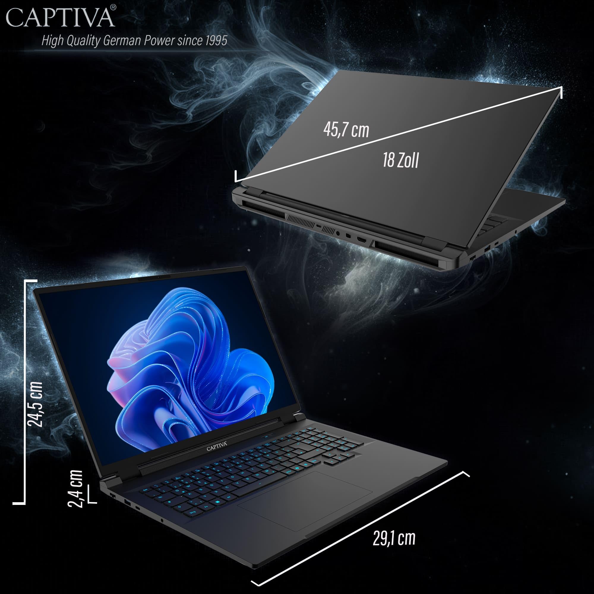 Captiva Notebook Highend Gaming I10-4670GE | Intel Core i9 14900HX | 16GB DDR5 RAM | NVIDIA GeForce RTX 5070 Ti 8GB | 2 TB SSD | 18 Zoll WQXGA 180Hz | Windows 11 Pro
