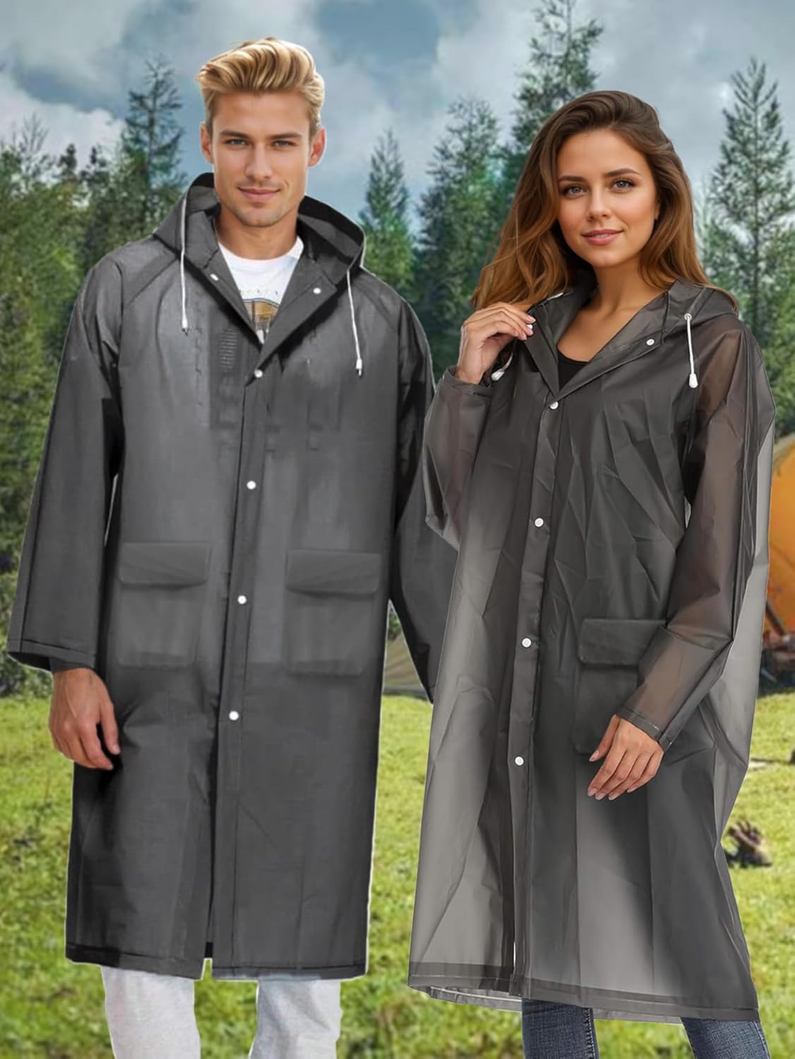 Besshopie EVA Raincoat Waterproof Rain Poncho Reusable Unisex Men Women Long Clear Rain Wear - Image 3