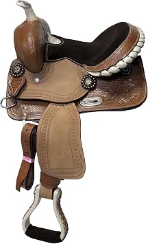 10" Western Mini Pony Youth Leather Saddle with Color Suede Seat Brown