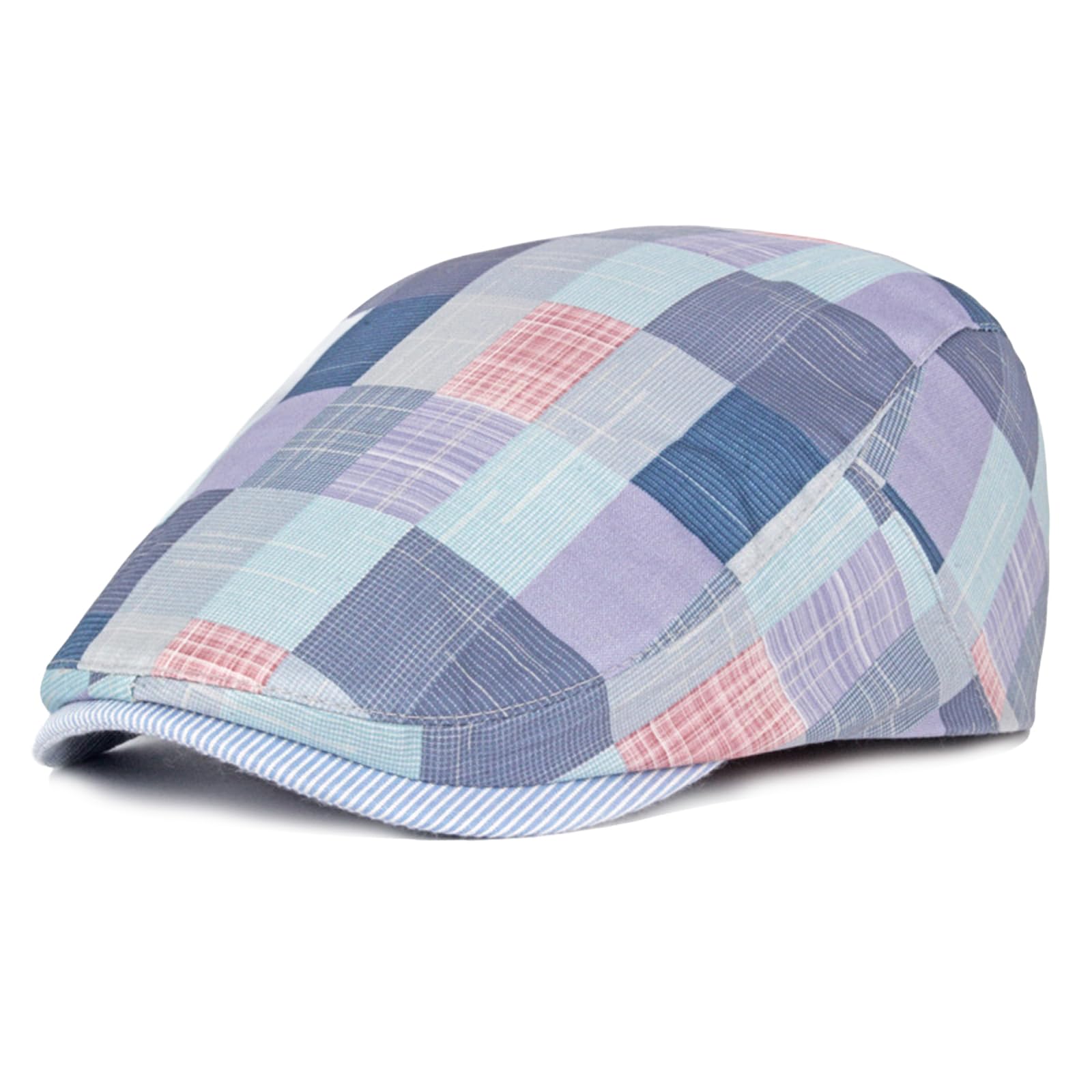 AWOCAN Men Newsboy Cap Cotton Flat Cap Beret Summer Ivy Gatsby Driving Hat Adjustable Breathable Peaked Cap