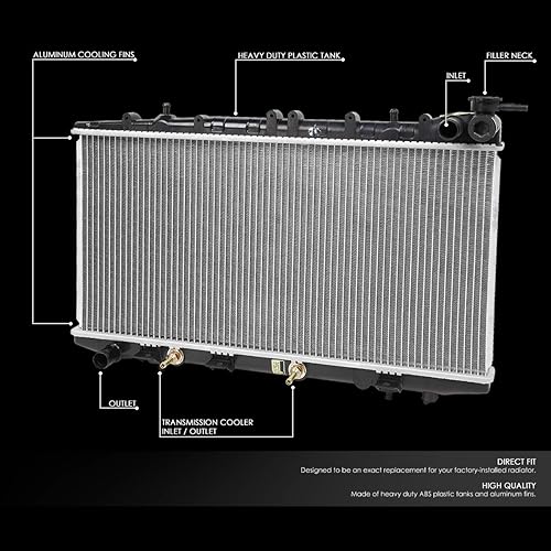 Miniatura 2 de DNA Motoring OEM-RA-2469 Radiador de aluminio compatible con 02-06 Sentra 2.5L AT, 27-1/16 pulgadas de ancho x 14-3/16 pulgadas de alto x 15/16